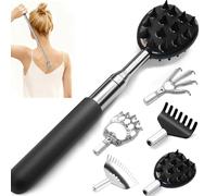 AFIODA 5 grattaschiena telescopico con teste staccabili, strumento massaggiatore per la schiena estensibile per uomini, donne, papà, mamma, regali di compleanno, Natale, pratico sollievo dai graffi