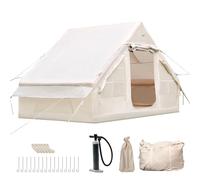 Afitdon Tenda da Campeggio Gonfiabile, Grande Tenda da Esterno per 2-4 Persone con Pompa d'Aria, Tessuto Oxford Impermeabile per Tutte le Stagioni, Montaggio Rapido, con Finestre e Porte Rete