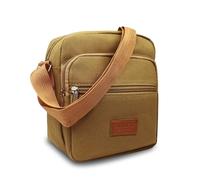 AfitLulu Borsa a tracolla piccola in tela da uomo, 4 tasche con cerniera, borsa a tracolla da uomo casual da uomo con spallacci regolabili per organizzare le necessità quotidiane, Marrone, small