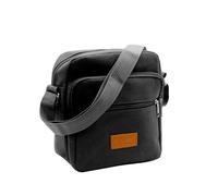 AfitLulu Borsa a tracolla piccola in tela da uomo, 4 tasche con cerniera, borsa a tracolla da uomo casual da uomo con spallacci regolabili per organizzare le necessità quotidiane, Nero , small