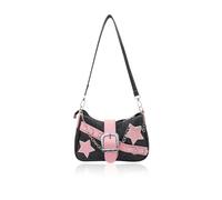 AfitLulu Borsa Tracolla Donna in Denim, Piccola Borsetta Tracollas con Tracolla Rimovibile, Mezzaluna Y2K Borsa a Spalla con Chiusura Lampo e Chiusura Magnetica per i Viaggi, il Lavoro (Nero)