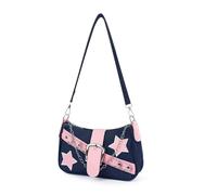 AfitLulu Borsa Tracolla Donna in Denim, Piccola Borsetta Tracollas con Tracolla Rimovibile, Mezzaluna Y2K Borsa a Spalla con Chiusura Lampo e Chiusura Magnetica per i Viaggi, il Lavoro (Blu-Mare)