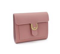 AfitLulu Corto Portafoglio Donna in Ecopelle, Piccolo Portacarte con Chiusura a Scatto in Metallo, Multiplo Scomparto Porta Carte di Credito con 4 Scomparti per Carte di Credito e Finestra ID (Rosa)