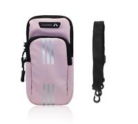 AfitLulu Fascia da Braccio da Corsa Resistente al Sudore con Strisce Riflettenti, Borsa da Braccio per lo Sport con Cinturino Rimovibile e Apertura per Cuffie per la Corsa per il l'outdoor (Rosa)