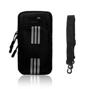 AfitLulu Fascia da Braccio da Corsa Resistente al Sudore con Strisce Riflettenti, Borsa da Braccio per lo Sport con Cinturino Rimovibile e Apertura per Cuffie per la Corsa per il l'outdoor (Nero)