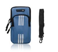 AfitLulu Fascia da Braccio da Corsa Resistente al Sudore con Strisce Riflettenti, Borsa da Braccio per lo Sport con Cinturino Rimovibile e Apertura per Cuffie per la Corsa per il l'outdoor (Blu)