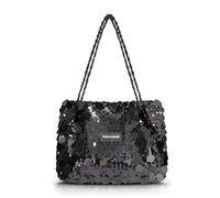 AfitLulu Grande Borsa Tracolla Donna con Paillette, Borsetta Ragazza con Chiusura Lampo e Manico in Pelle, Moda Borsello Donna Borsa Shopper per Feste, Appuntamenti, Banchetti (Nero)