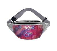 AfitLulu Marsupio con paillettes con cinghie regolabili in vita, marsupio alla moda in pelle PU per donne con motivo stella o cuore per viaggi, appuntamenti, escursioni, Rosa, Stella