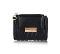 AfitLulu Piccoli portafogli da donna, compatto e tre volte, elegante borsa da donna, porta carte di credito, portafogli da donna, con 6 scomparti per carte e portamonete con cerniera, Nero , S