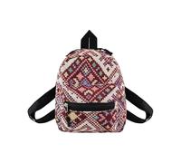 AfitLulu Piccolo zaino da donna stile bohémien, mini zaino da donna con 2 tasche con cerniera, piccolo zaino casual, piccolo zaino per la scuola con 2 spallacci rimovibili, Colore: rosso, Kleine