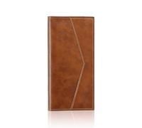 AfitLulu Portafogli da uomo retrò slim da uomo, portafoglio bifold in pelle PU con 11 scomparti per carte di credito, 3 sezioni per banconote, 1 finestra ID e 1 tasca portamonete con cerniera, Marrone