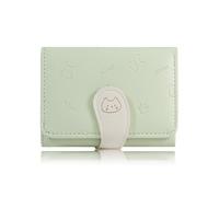 AfitLulu Portafoglio carino da donna, portafoglio in pelle PU con stampa 3D in stile cartone animato con fibbia a forma di gattino e finestra ID a forma di cuore, portafogli piccoli a tre volte per