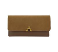 AfitLulu Portafoglio Lungo Donna in Ecopelle con Tasca con Cerniera per Monete, Elegante Portacarte Bifold Portafogli con 6 Scomparti per Carte di Credito e Decorazione a V Forma (Marrone)
