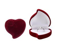 AfitLulu Velluto Scatola per Anelli Lusso a Forma di Cuore Portagioie, Alla Moda Scatola per Anelli Gioielli Anello Scatola di Stoccaggio Scatola Regalo Per il Matrimonio Il Fidanzamento (Rosso-1)