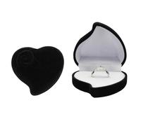 AfitLulu Velluto Scatola per Anelli Lusso a Forma di Cuore Portagioie, Alla Moda Scatola per Anelli Gioielli Anello Scatola di Stoccaggio Scatola Regalo Per il Matrimonio Il Fidanzamento (Nero)