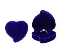 AfitLulu Velluto Scatola per Anelli Lusso a Forma di Cuore Portagioie, Alla Moda Scatola per Anelli Gioielli Anello Scatola di Stoccaggio Scatola Regalo Per il Matrimonio Il Fidanzamento (Blu)