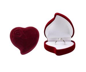 AfitLulu Velluto Scatola per Anelli Lusso a Forma di Cuore Portagioie, Alla Moda Scatola per Anelli Gioielli Anello Scatola di Stoccaggio Scatola Regalo Per il Matrimonio Il Fidanzamento (Rosso-1)