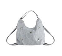 AfitLulu Zaino da Donna a Tracolla Dual-use con Cinghie Regolabili, Borsa a Tracolla con Cerniera e Papillon, Elegante Zaino da Viaggio per il Lavoro Quotidiano (Argento)
