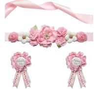 Afkengung Set di fasce rosa per maternità con scritta "Daddy and Mommy to be", con fiori e fiori per baby shower, decorazioni per rivelare il sesso, accessori per fotografia di gravidanza, colore rosa