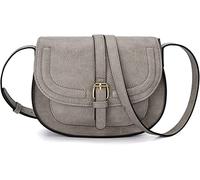 AFKOMST Borsa a tracolla da donna piccola borsa a tracolla vintage in pelle vegana, Grigio chiaro