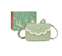 AFKOMST Graziosa borsa a tracolla per ragazze adolescenti, piccola borsa a tracolla e borsetta con gatto, regalo per bambine, Verde