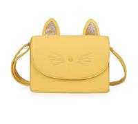 AFKOMST Portafogli carini per ragazze adolescenti, piccola borsa a tracolla e borse, regalo con tema gatto per bambini, Giallo, Piccolo