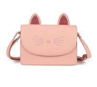 AFKOMST Portafogli carini per ragazze adolescenti, piccola borsa a tracolla e borse, regalo con tema gatto per bambini, Rosa, Piccolo