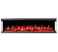 AFLAMO - Camino elettrico a LED da parete/incasso Unique Pro, effetto fiamma realistico, riscaldamento, controllo tramite app e Alexa, suono di legna, 15 colori, 80-180 cm, design moderno. (140 x 39 x