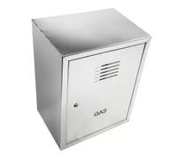 AFLEX Cassetta Contatore Con Sportello Scritta Gas In Acciaio Inox Cassetta Copri Contatore Spessore 0.6 Mm H55 X L40 X P25 Cm - Apertura Utile Sportello Hu51 X Lu46 Cm Aperta Posteriormente