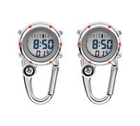 Aflytep 2 clip on Moschettone Orologio Digitale Orologi Sportivi Luminosi Moschettone Orologio per Escursionisti Alpinismo Esterno Arancione, Arancione & Argento