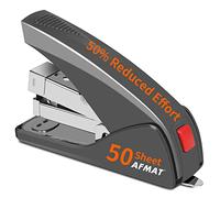 AFMAT Cucitrice senza sforzo per scrivania, cucitrice da scrivania da 50 fogli, pinzatrice ergonomica per ufficio, pinzatura con un solo dito, rimozione graffette integrato, dimensioni portatili e