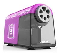 AFMAT Robusto temperamatite elettrico, 6 fori per matite e matite colorate da 6 - 11 mm, ricaricabile, temperamatite elettrico con scatola per aule, super veloce, risparmio di matite, viola