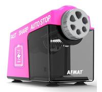 AFMAT Temperamatite Automatico,6 Fori Resistente Grande Capacità, Temperamatite Elettrico per Matite Spesse E Sottili 6-11mm Da Scrivania Ricaricabile per Ufficio, Aula, Scuola, Artisti, Bambini, Rosa
