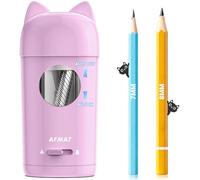 AFMAT Temperamatite automatico, ricaricabile elettrico, con orecchie di gatto, per matite da 7-8 mm, ideale per il rientro a scuola, temperamatite portatile per bambini, con contenitore, per scuola e
