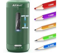 AFMAT Temperamatite completamente automatico con supporto per bambini, temperamatite elettrico ricaricabile USB, temperamatite penne spesse, 6,5-12 mm, batteria e temperamatite USB per istruzione