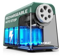 AFMAT Temperamatite elettrico a 6 fori con contenitore, autostop & matite, ricaricabile, temperamatite elettrico per 6 - 11 mm n. 2/grandi/pastelli, 10.000 punte,Verde