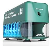 AFMAT Temperamatite elettrico ad alte prestazioni, auto-stop ricaricabile con contenitore per penne da 6 a 11 mm, punta rapida in 2 secondi, 10.000 punte, verde