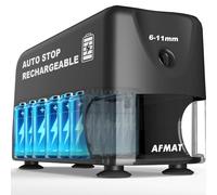 AFMAT Temperamatite elettrico ad alte prestazioni, auto-stop ricaricabile con contenitore per penne da 6 a 11 mm, punta rapida in 2 secondi, 10.000 punte, nero
