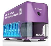 AFMAT Temperamatite elettrico ad alte prestazioni, auto-stop ricaricabile con contenitore per penne da 6 a 11 mm, punta rapida in 2 secondi, 10.000 punt,Viola