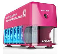 AFMAT Temperamatite elettrico ad alte prestazioni, auto-stop ricaricabile con contenitore per penne da 6 a 11 mm, punta rapida in 2 secondi, 10.000 punte, rosa