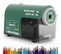 AFMAT Temperamatite elettrico completamente automatico, 10.000+, temperamatite automatico con contenitore, auto in & out, temperamatite ad alte prestazioni per n. 2/jumbo/matite (φ6,5-10,5 mm), verde