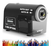 AFMAT Temperamatite elettrico completamente automatico, 10.000+ usi, ricaricabile, a mani libere, con contenitore, temperamatite automatico per n. 2/Jumbo/penne (φ6,5-10,5 mm), PSC5, nero