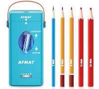 AFMAT Temperamatite elettrico, completamente automatico, con maniglia per il trasporto, per matite da 6,5-12 mm, auto-stop, ricaricabile, portatile, per scuola, casa, ufficio, ciano, PSC7