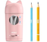 AFMAT Temperamatite elettrico completamente automatico con orecchie di gatto, auto in&out, temperamatite ricaricabile con contenitore per matite da 7 - 8 mm, temperamatite elettrico per casa, ufficio