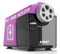 AFMAT Temperamatite elettrico con contenitore, 6 fori, grande capacità, con matite da 6 - 11 mm, ricaricabile, robusto, temperamatite automatico per insegnanti, artisti, uffici, scuole, viola