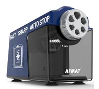 AFMAT Temperamatite elettrico con contenitore, 6 fori, grande capacità con scatola per matite sottili e spesse 6-11 mm, ricaricabile, robusto, temperamatite per ufficio, scuola, artisti, blu