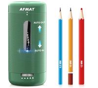 AFMAT Temperamatite elettrico con contenitore, temperamatite automatico ricaricabile per matite colorate spesse 6,5 - 12 mm, ricarica USB, affilatore portatile con punte regolabili per scuola/ufficio