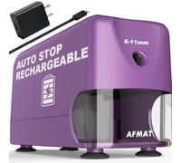 AFMAT Temperamatite elettrico per classe, senza fili e ricaricabile, resistente temperamatite per matite colorate n. 2 da 6-11 mm, oltre 10 km, arresto automatico, affilatura rapida 2s, alimentato a