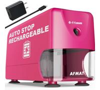 AFMAT Temperamatite elettrico per classe, senza fili e ricaricabile, resistente temperamatite per matite colorate n. 2 da 6-11 mm, oltre 10 km, arresto automatico, affilatura rapida 2s, alimentato a