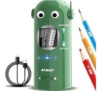 AFMAT Temperamatite elettrico per matite colorate da 7 a 11,5 mm, auto in entrata e uscita, robot completamente automatico, ricaricabile, con contenitore, per matite grandi, casa, aula, funzionamento